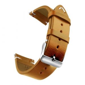 Bracelet de montre en cuir v&eacute;ritable cir&eacute; &agrave; l'huile, 18-24 mm, &agrave; d&eacute;gagement rapide, compatible avec Samsung/Seiko/Oris/Citizen(Brown Silver,21mm) (DIEGEROUJIAMO-EU, neuf)