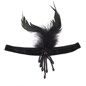 JAWSEU - Bandeau &agrave; Plumes pour Femme - Gatsby - Couronne Plume - Cheveux de Mariage 1920s - Bandeau Cristal Perle - Serre-t&ecirc;te - Cheveux Accessoires pour Femmes - 1 Unit&eacute; (Haptre, neuf)