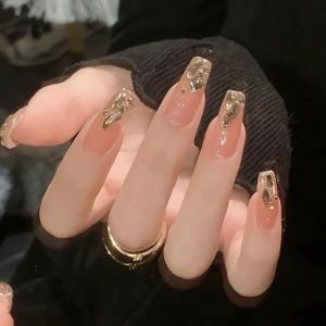 XHBYW Taille Unique 24 Pièces Diamant Papillon Paillettes Faux Ongles Presse sur Les Ongles Couverture Complète Faux Ongles pour Femmes Et Filles Décoration Quotidienne (wan sheng hui, neuf)