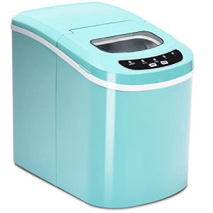 COSTWAY Machine à Glaçons Portable avec Réservoir d'Eau de 2,2 L, Bac à Glace de 0,7 kg et Pelle à Glace, 12KG/24H, 9 glaçons par 6-13 Min, Machine à Glaçons pour Maison, Bar, etc. (Turquoise) (FDS GmbH, neuf)