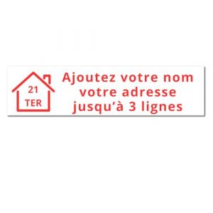 Plaque Bo&icirc;te aux Lettres Personnalis&eacute;e Adh&eacute;sive - Nom Grav&eacute; PVC R&eacute;sistant - 10x2.5cm Gris Alu M&eacute;tallis&eacute; - 1 &agrave; 3 Lignes pour Maison Num&eacute;ro Rue (Blanc/Rouge) (Univerdeal, neuf)