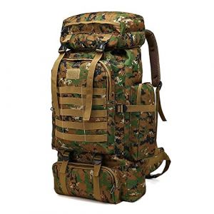 Kabxhueo Sac à dos de randonnée homme 60L-80L sac à dos militaire tactique étanche sac à dos de survie MOLLE grand sac a dos randonnee voyage pour l'escalade, le camping, le chasse,Jungle Camouflage (Rozhuhro Home, neuf)