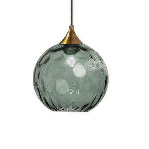ZTTECH Suspension en Verre Vert 200 mm Style Vintage avec Douille en Métal Doré Bronze E27 Lampe Suspendue pour Îlot de Cuisine Salle à Manger Chambre Salon (Vert foncé, 200mm) (YiChangXiongYingDianZiShangWuYouXianGongSi, neuf)