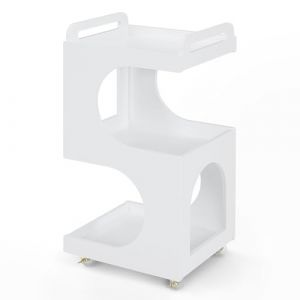 BarberPub Servierwagen mit Rollen, Rollwagen Friseurwagen Wei&szlig;, Badwagen K&uuml;chenwagen, Salon Trolley mit 3 Ablagen, Moderner Mehrzweckwagen f&uuml;r Sch&ouml;nheitssalon Bad Wohnzimmer, 44,5x40x87cm, 0045 (Pfillo, neuf)