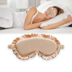 Masque de sommeil soie, confortable et super doux, Masque de Nuit, Masque de Sommeil Antiallergique et Occultant en Soie Pure, Convient Aux Hommes et Aux Femmes (abricot) (QUQU JIANING, neuf)