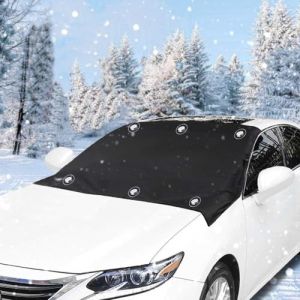 UQTUKO Couverture Pare-Brise Voiture, Magnétiques Bâche Pare Brise UV Soleil Protection Anti Givre Neige Anti Glace Pare-Soleil Repliable pour Plupart des Véhicules (206x116cm) (gbuijbjg, neuf)