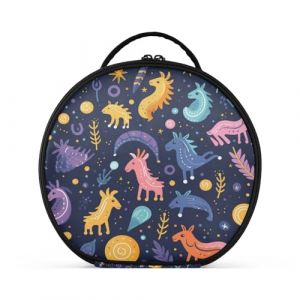 Dessin Animé Étoiles Mouton Cheval Créativité Trousse Sac Cosmétique Circulaire de Maquillage Pochette Sacs avec Cloisons Amovibles pour Voyage Filles (HULAHULA, neuf)