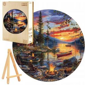 PASJO Puzzle en Bois Adulte 300 Pi&egrave;ces Th&egrave;me Lac Maison Bo&icirc;te en Bois Mini Chevalet Jigsaw Puzzle (PASJO, neuf)