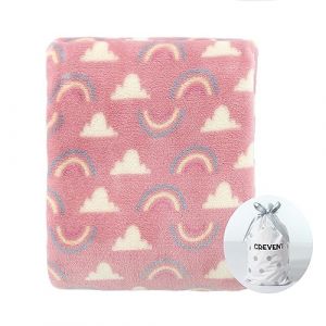CREVENT 75cmx100cm Couverture Confortable et Moelleuse en Laine Chaude pour lit d'enfant bébé Poussette pour bébé (Coral Red Rainbow) (CREVENT Home FR, neuf)
