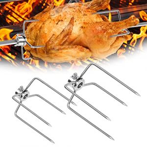 TRMLBE Pince &agrave; Viande en Acier Inoxydable Aiguilles &agrave; Viande Accessoires de Broche de Barbecue avec Vis de Serrage pour Barbecue et Broche Rotative (2 Pi&egrave;ces) (KATOU Shop, neuf)