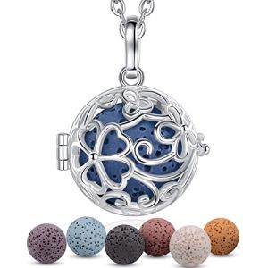 INFUSEU Collier Diffuseur Huile Essentielle, Chakra Lotus Argent Plaque Petite Marguerite Aromath&eacute;rapie Pendentif Aromatherapie Fantaisie Diffuseur Parfum Femme (INFUSEU, neuf)