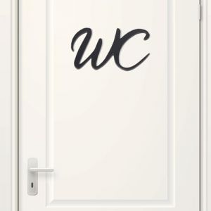 Plaque de Porte Maison, Toilettes, Plaque de Toilette WC Invités Noir, Plaque Autocollante pour Toilettes, Mot Décoratif Porte Autocollant 3D (QUQU JIANING, neuf)