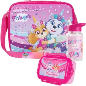 Get Trend Paw Patrol Sac Isotherme Repas Bo&icirc;te &agrave; Go&ucirc;ter Gourde 400ml Set D&eacute;jeuner 3 Pi&egrave;ces Enfant Chase Ruben Skye Pique Nique (Rosa Paw Patrol) (Get Trend., neuf)