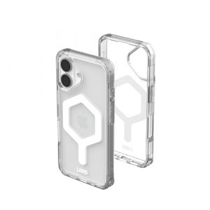 Urban Armor Gear Plyo MS Case Compatible Apple iPhone 16 &Eacute;tui (Compatible avec la Recharge sans Fil/magn&eacute;tique, Coins Air-Soft r&eacute;sistants aux Chutes, Bord sur&eacute;lev&eacute;) Ice (Transparent) / Blanc (UAG EU Official, neuf)