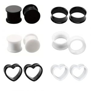 FOSLXIN 12 PCS &Eacute;carteur d Oreilles en Silicone, &Eacute;carteur Tunnel Plugs en Silicone d'&Eacute;tirement des Oreillettes Ecarteur Noir Blanc en de Chair Tunnels Expandeurs (20MM) (lixingmaoyi-, neuf)