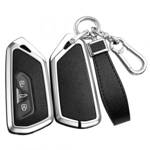 ontto Coque de clé de voiture - Convient pour Skoda Octavia A8 MK8, Seat Leon FR Mk4 Cupra Formentor - Pour VW Golf 8 ID.4 - Boîtier de clé porte-clés - Accessoire argenté et noir (Ontto, neuf)