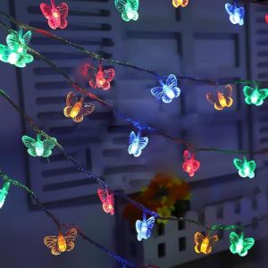 EONANT Libellule Guirlande Lumineuse 10 pieds 20 LED Style R&eacute;tro Fil de Cuivre Papillon Guirlande Lumineuse &agrave; Piles Arbre de No&euml;l Jardin Mariage D&eacute;coration de No&euml;l et &Eacute;clairage d'&eacute;t&eacute; (Multicolore) (AntEuro, neuf)