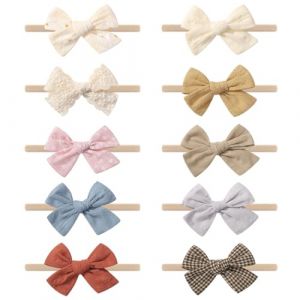 ARWIG Lot de 10 Bandeaux pour bébé | Bandeaux en Nylon avec nœuds pour bébé Fille | Accessoires Cheveux pour bébé Fille | Accessoires Cheveux pour Nouveau-né (ARWIG FR, neuf)