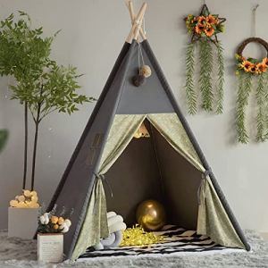 TreeBud de tipi Tree Bud pour Enfants avec Tapis rembourré Tentes de Jeu Pliables de Ton foncé pour Fille et garçon avec étui de Transport Toile Tipi Playhouse pour Enfant intérieur extérieur (Tree Bud, neuf)