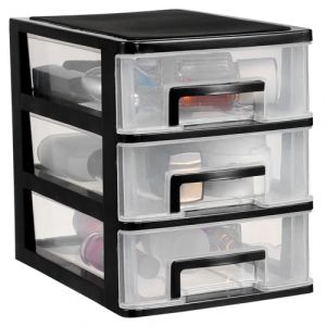 FRCOLOR 3 Titulaire D'articles Divers Accessoires Trois Tiroirs De Rangement Clairs Casier Décor Conteneur Tiroir De Rangement De Bureau Tiroirs De Bureau Profonds Cube Vitrine Black (Laners, neuf)