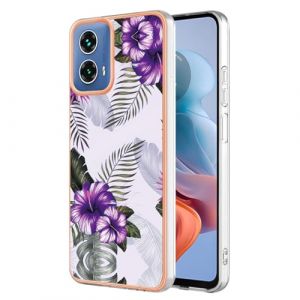 SEAHAI Coque pour Motorola Moto G34 5G / Moto G45 5G, Ultra Mince &Eacute;l&eacute;gant en Silicone Souple Motifs Color&eacute;s Coque Brillante Antichoc, TPU Gel Etui R&eacute;sistant - Fleur Mauve (Liner-EU, neuf)