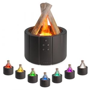 Ankrs Diffuseur d'huiles essentielles avec effet flamme, 280 ml, humidificateur d'air, luminosité réglable, 3 minuteurs, silencieux brûleurs pour huiles essentielles (Noir) (kuaxianghome, neuf)