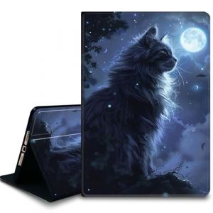 Bxgolkgd &Eacute;tui pour tablette Kindle Paperwhite 2024 (12e g&eacute;n&eacute;ration) et Kindle Colorsoft Signature Edition 7", fonction veille/r&eacute;veil automatique, chat clair de lune (BXGOLKGD, neuf)