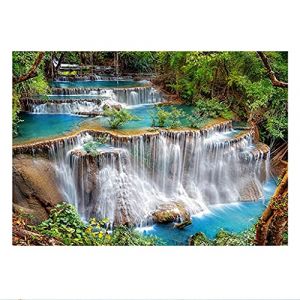 DCIDBEI Square Diamond Painting Paysage 40x50cm DIY Kit de Peinture Diamant Carr&eacute; Kit de Broderie au Point de Croix Avec Strass en Cristal Cascade Adulte Peinture &agrave; Num&eacute;ro D&eacute;coration Murale en Toile (BEIMIN, neuf)
