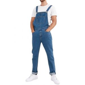 Oanviso Salopette Jeans Jumpsuit Homme Pantalon avec Bretelles Overalls Casual Jumpsuit Coupe R&eacute;guli&egrave;re Vintage Streetwear Jumpsuit de Travail &eacute;t&eacute; L&eacute;ger Salopette Denim Combinaison F Bleu L (Shopping tide, neuf)