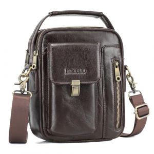 BAIGIO Sacoche Homme Cuir Sacoche Bandouliere Homme Vintage Cartable Sac de Messager Pochette Sac à Bandoulière Sac Portés Épaule Sac à Main pour Affaires Travail Voyage Vie Quotidienne (DGMCZ, neuf)