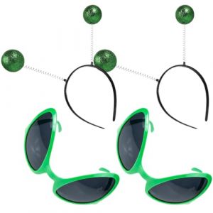 DEARMAMY Accessoires de Fête Extraterrestre 2 Ensembles Serrage-Têtes et Amusantes Costume Cosplay Adulte et Garçon et pour Déguisement Photo Carnaval Plastique (Liiane, neuf)