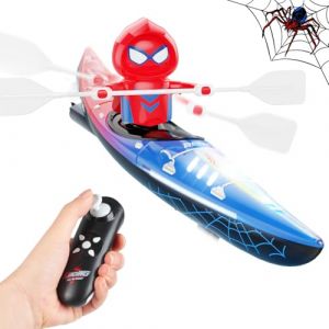 DEERC Bateau Télécommandé Kayak Enfant, Bateau araignée Télécommandé 2,4 GHz avec Lumière LED, pour Piscine, Lac, Baignoire, Cadeau pour Garçons et Filles de 4 à 8 Ans (Rouge) (Funny fly EUR, neuf)