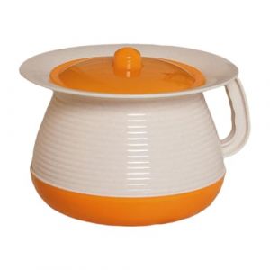 Milageto Crachoir de ménage Pot de chambre Seau de commode de nuit avec poignée avec couvercle Toilette Urinoir Pot pour salle de bain Toilette Enfants Adultes, Orange (Milageto-EU, neuf)