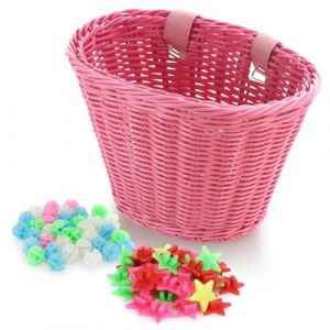 Spesh Panier à Vélo pour Enfants Panier Avant en Osier de Vélo avec 72 Perles de Rayons pour Garçons et Filles(Rose) (Spesh-eu, neuf)