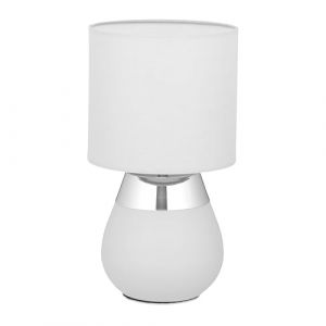 Relaxdays Lampe de Chevet, Abat-Jour, Douille E14, c&acirc;ble, H x D : 32 x 18 cm, pour la Chambre, Gris et argent&eacute; (Relaxdays, neuf)