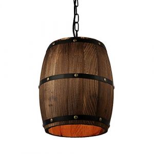 Newrays Loft country am&eacute;ricain bois tonneau de vin luminaire suspendu plafonnier lampe E27 barre lumineuse caf&eacute; salon cuisine restaurant chambre (Middle) (Newrays Direct, neuf)