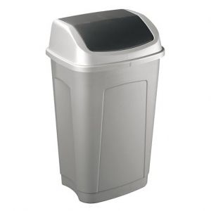 Poubelle Swing 50 litres rectangle à couvercle basculant (Gris) (Maxiburo, neuf)