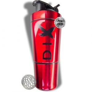 DIX SHAKER proteine 750 ml ✗ En Acier Inoxydable Avec Compartiment 60 gram pour poudre ✗ Bouteille Sport ✗ Sans BPA ✗ ROUGE (DIX, neuf)
