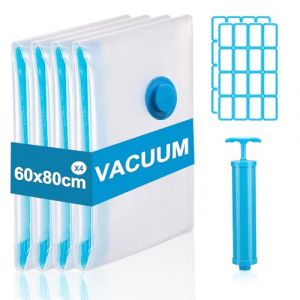 Sac Sous Vide Vetement Aspirateur,Sacs Sous Vide Voyage avec Pompe,Housse Vetement 60x80cm,Housse Compactor Sous Vide R&eacute;utilisables pour Couettes,Literie(La couleur de l'&eacute;tiquette est al&eacute;atoire) (JUNNING STORE, neuf)