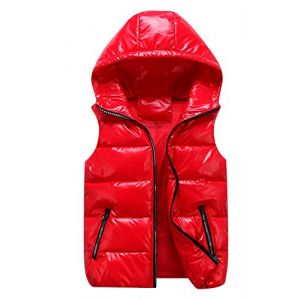 BESTORI Homme Veste sans Manches Gilet &agrave; Capuche Doudoune Matelass&eacute; L&eacute;g&egrave;re Chaud Manteaux &Eacute;pais en Hiver Rouge, XS (Kalua EU, neuf)