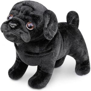 Tiny Heart Peluche Carlin Chien 30cm/12 Jouet en Peluche de Roquet Chien réaliste Bel Animal Cadeaux Mignons et Doux pour Enfants garçons et Filles Éducatif interactif Confortable Chien Noir (Tiny Heart EU Shop, neuf)
