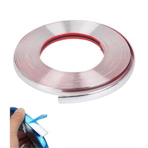 Juttzzei Bande Chrome Voiture, 15mm x 5m Chrome Bande de Garniture Voiture, Baguette Adhesive Chromée Surclassée pour Voiture Carrosserie Fenêtre Décoration Extérieure(Argent) (Juttzzei, neuf)