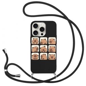 Anime Coque avec Cordon pour iPhone 11 6.1'', Manga Cute Cartoon Capybara Motif Silicone TPU Housse Étui en avec Chaîne Collier Réglable Téléphone Portable Lanyard Noir Case (Hebi Peilian Planting Co., Ltd., neuf)