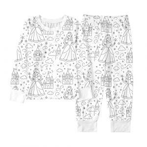 Pyjama pour Enfant A Colorier Ensemble De V&ecirc;tements Maison Peints DIY Peint &agrave; la Main Ensemble Pyjama Ensemble Deux Pi&egrave;ces Pyjama Haut &agrave; Manches Longues et Pantalon Colorier Pyjama pour Fille Garcon (jijuii, neuf)
