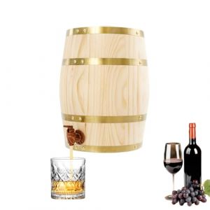 Armanyya F&ucirc;t en bois de 10 litres, tonneau &agrave; vin avec robinet, r&eacute;cipient &agrave; vin, capacit&eacute; de charge 30 kg pour le stockage de whisky, tequila, vin, bi&egrave;re, etc. - LxH 26 x 33 cm (WUNONGFZ, neuf)