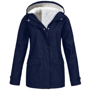 Manteau Femme Hiver Doubl&eacute;e en Polaire Veste Imperm&eacute;able Femme Capuche Ext&eacute;rieur Coupe Vent Anti Pluie Coupe-Vent Grande Taille Trench Lest&eacute;e Veste Chaud Manteau D&eacute;contract&eacute;s Loungewear Tops (Weiwei's small shop, neuf)