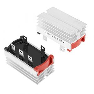 Paquet de 2 Redresseurs de Pont &agrave; Diodes Haute Puissance, Redresseur de Pont Triphas&eacute; 50a 1200v Avec Dissipateur Thermique en Aluminium (Janfcal-eu, neuf)