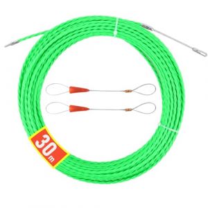 Aiguille Electricien 30M, RISVOWO 4,5mm Tire Fils Electrique, Tire Cable avec 2 Tête Flexible de Guidage, Aiguille Passe Cable, Enfileur Fils électrique pour la Pose de Chemins de Câbles(Vert) (IACCARNONNA, neuf)