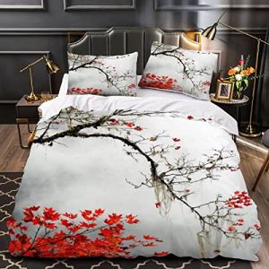 Parure De Lit 220x240 Enfant Montagne Enneigée Housse De Couette Microfibre 2 Personnes avec Fermeture Éclair Brouillard D'automne Hypoallergique Ensemble de Literie 3 pièces+ 2 Taies D'oreillers (CF Home, neuf)