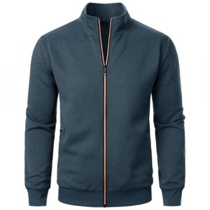 Sweat Homme sans Capuche Couleur Unie Sweat Zippé Homme Col Montant Veste Homme Sweatshirt Homme Cardigan Homme Hiver Sportswear Manteau Blouson Homme Mi Saison Pull Col Roulé Demi-Fermeture Éclair (yangmingmingamz, neuf)